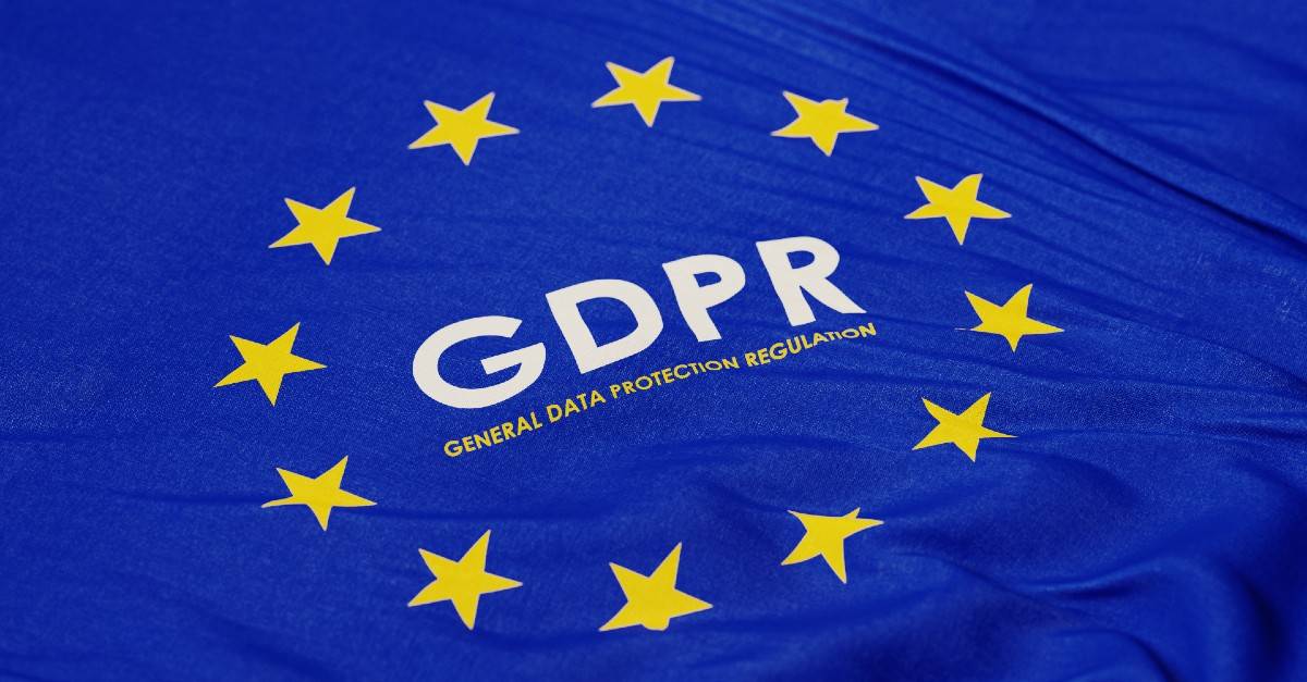 Blue EU flag with yellow stars forming a circle around the word GDPR