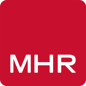 MHR Global logo red block with white font 