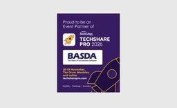 Promotion of TechShare Pro blue banner with writing 